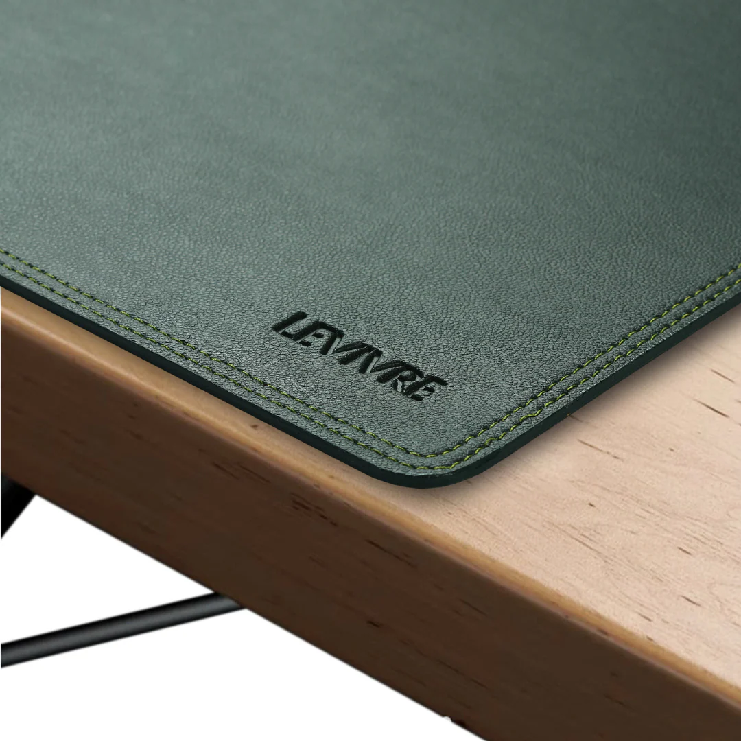 Levivre Command Leather Desk Mat Olive Green - Overall View