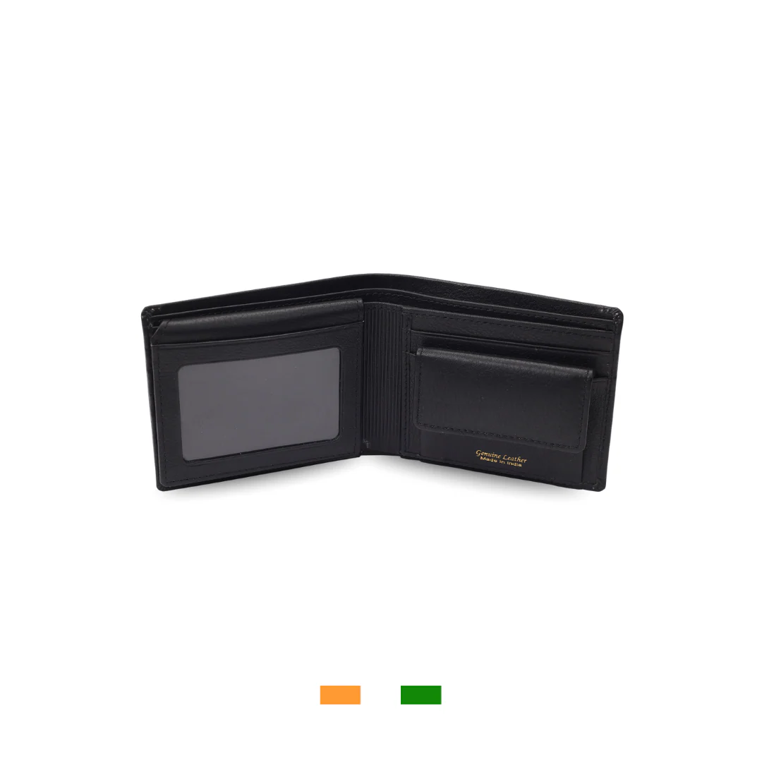 Levivre Flat Grain Black Leather Billfold Wallet - Interior