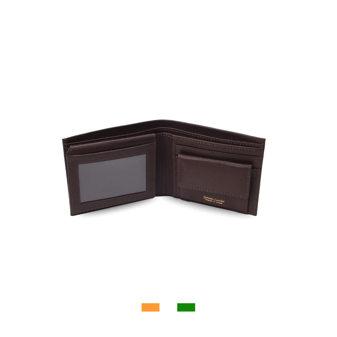Levivre Flat Grain Brown Leather Billfold Wallet - Interior