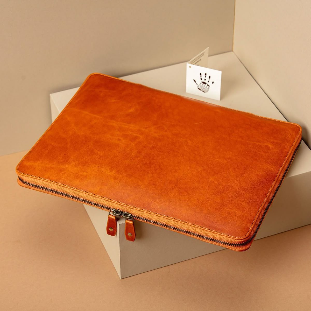 Levivre Premium Leather Laptop Sleeve Tan - Front