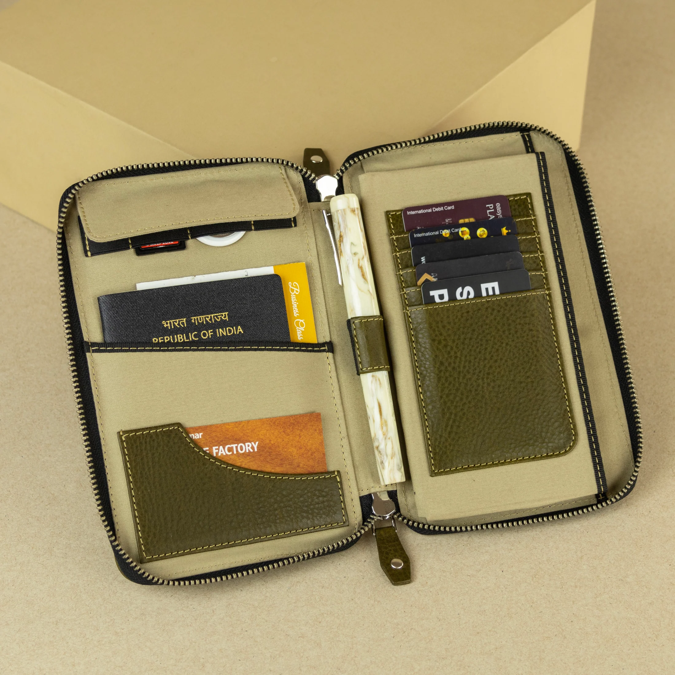 Levivre Premium Leather Passport Holder - Open