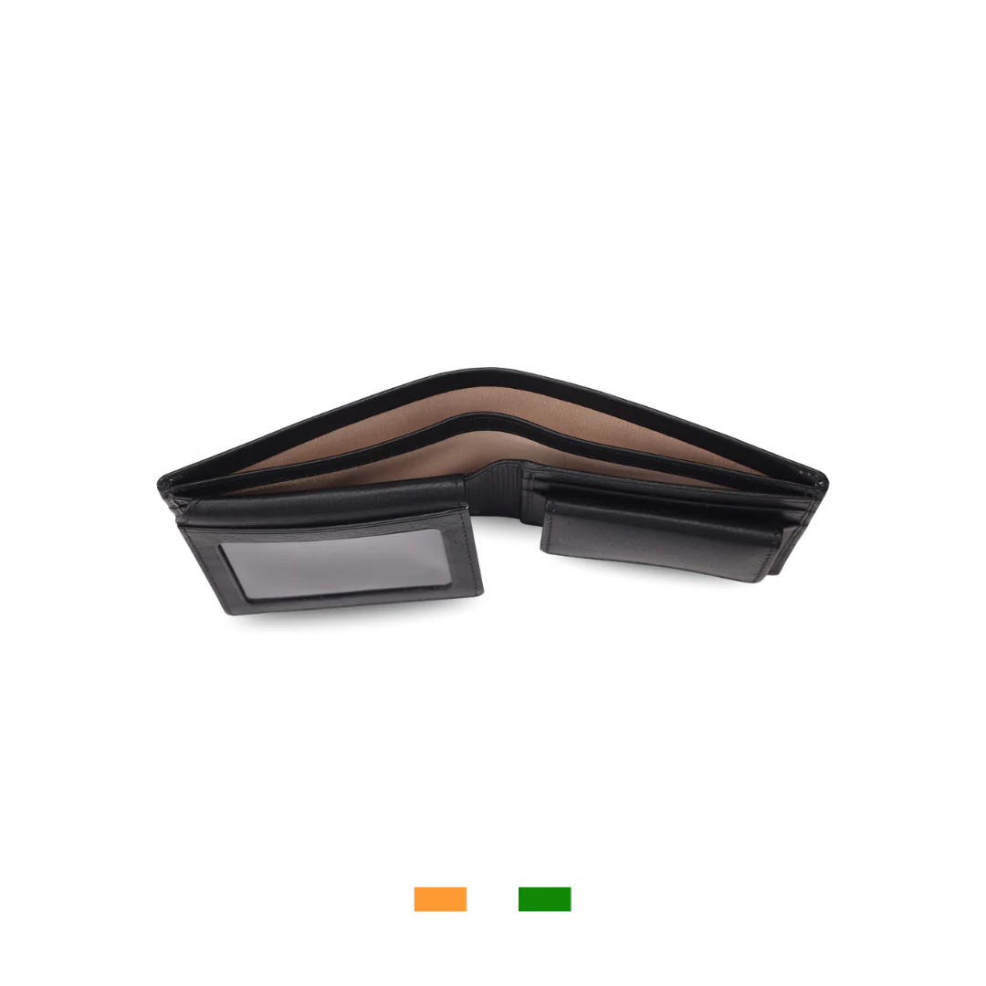 Levivre Smooth Grain Black Leather Billfold Wallet - Interior
