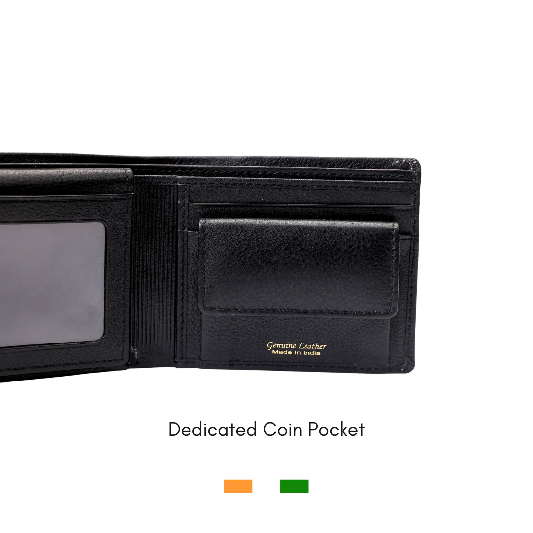 Levivre Smooth Grain Black Leather Billfold Wallet - Side