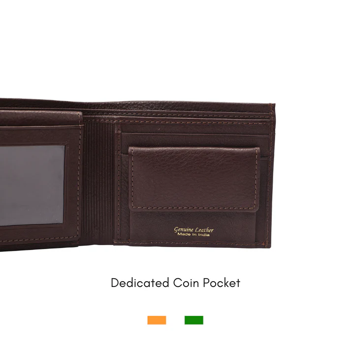 Levivre Smooth Grain Brown Leather Billfold Wallet - Interior